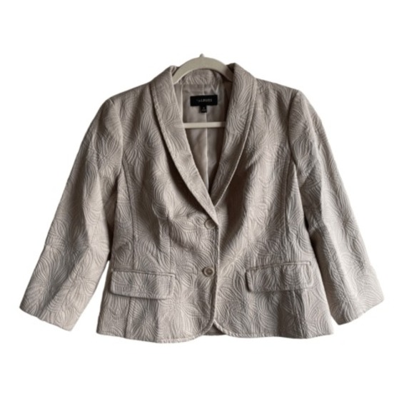 Talbots Textured Embossed Blazer Neutral Beige Shawl Collar Career Jacket Size 6 - Picture 1 of 7